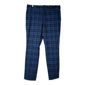 Anthropologie Cartonnier Charlie  Black Blue Plaid Stretch Trouser Pants Size 8